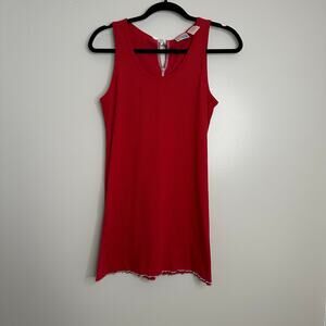 Seventeen Mini Dress Women Small Red Ribbed Lettuce Edge Bow Back Y2K Aesthetic